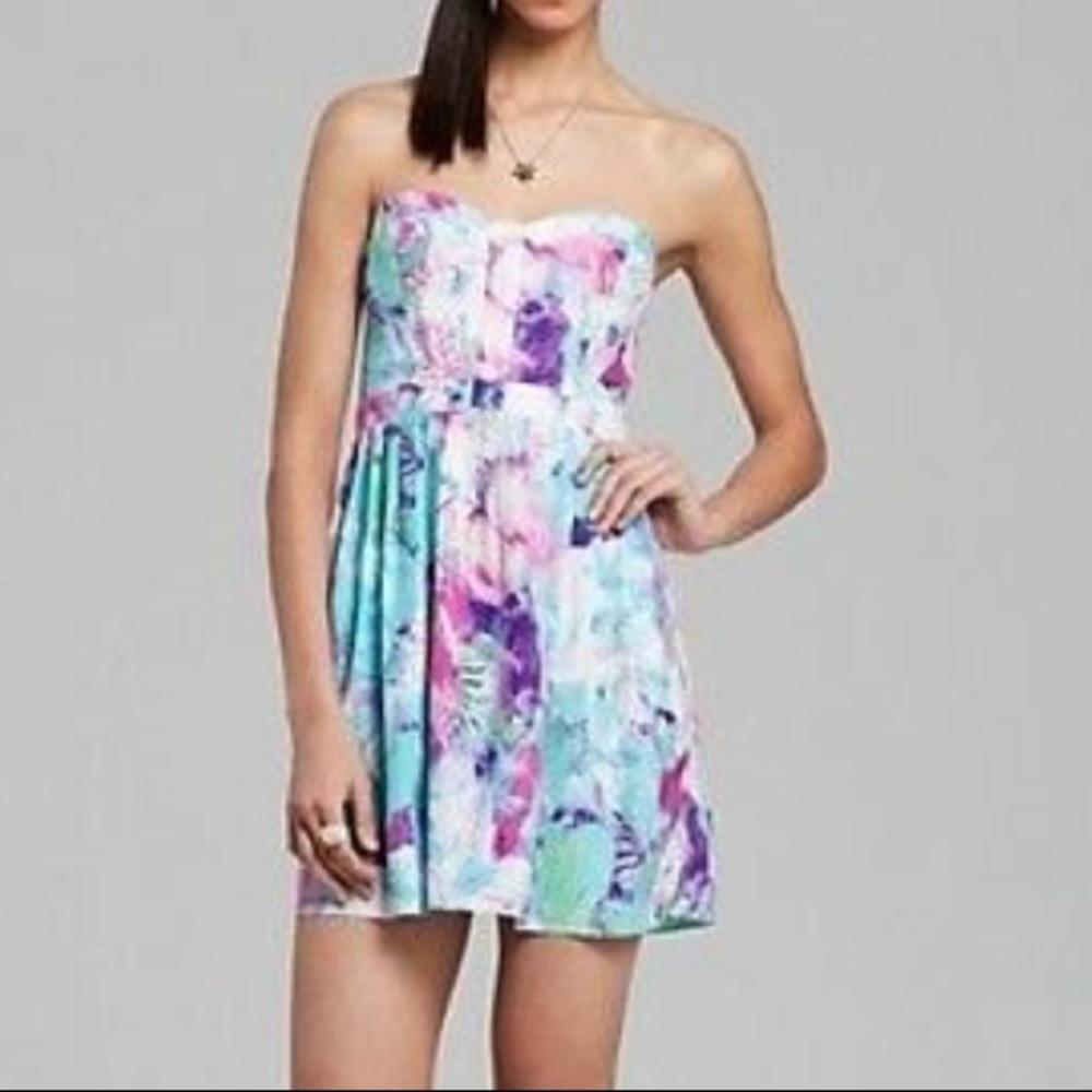 Parker floral strapless dress